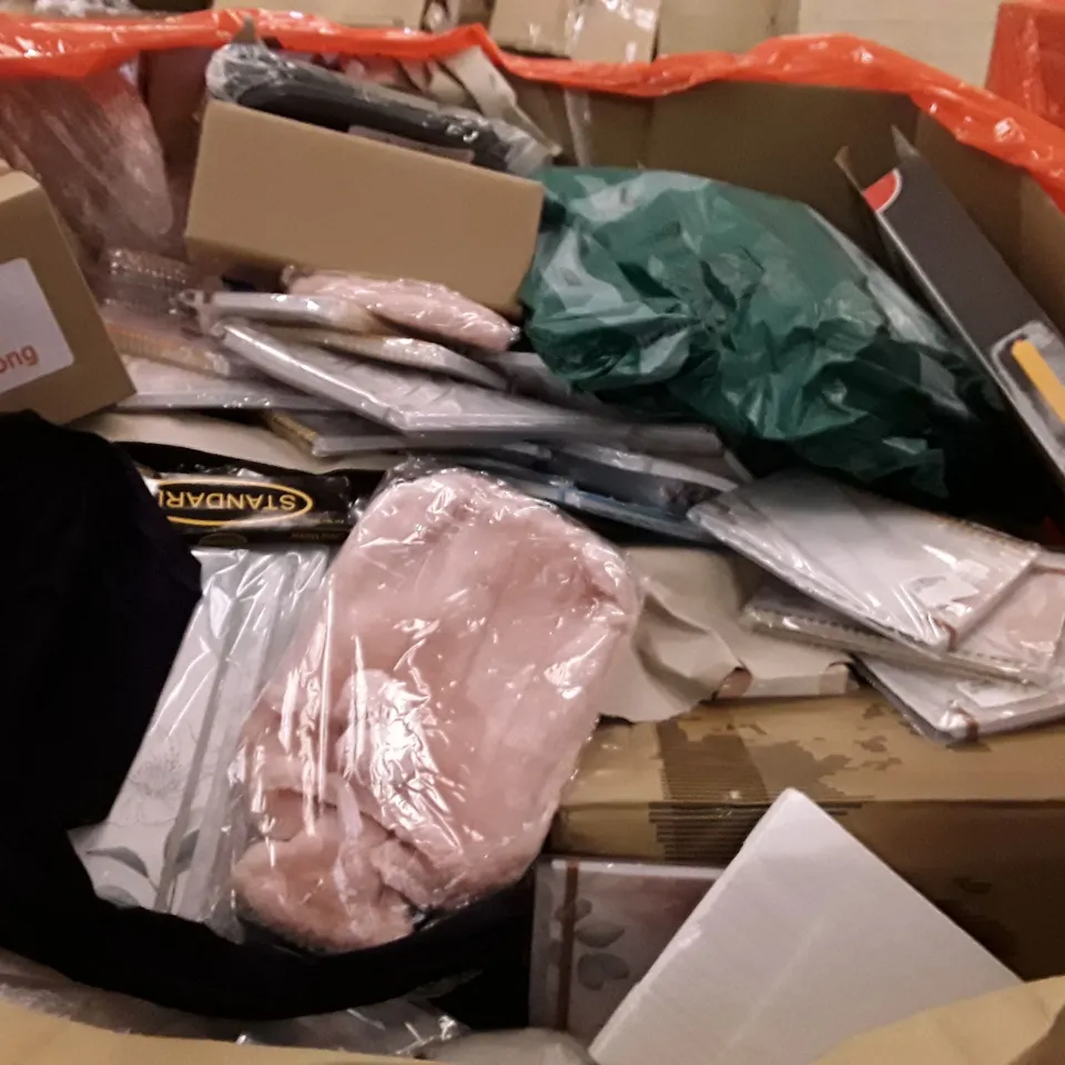 PALLET OF ASSORTED PRODUCTS INCLUDING SOLAR PATHWAY LIGHTS, TOILET SEAT, SPLIT SLEEVING, WEEKLY & MONTHLY PLANNER, WOODEN CLOTHES PEGS