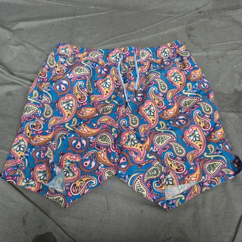 PRETTY GREEN MEN'S SWIM SHORTS - PAISLEY PRINT, SIZE L 
