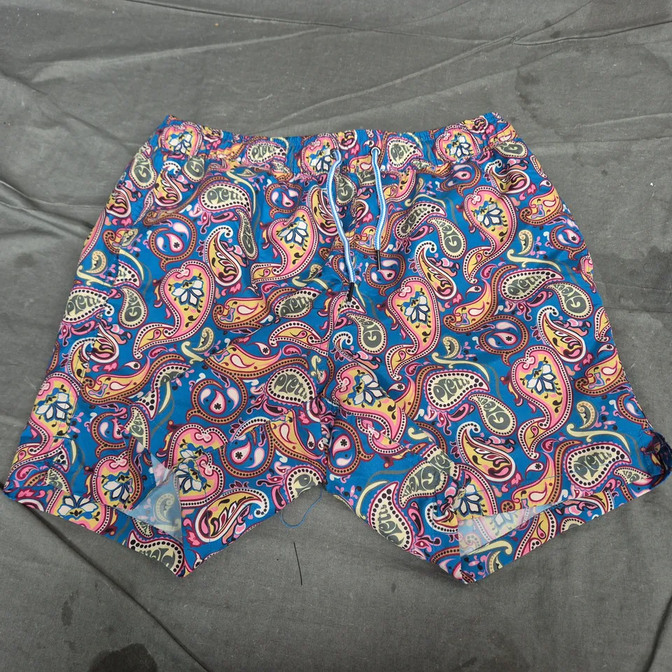 PRETTY GREEN MEN'S SWIM SHORTS - PAISLEY PRINT, SIZE L 