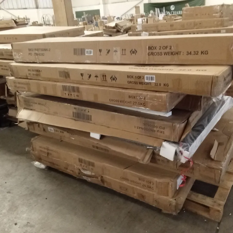 PALLET OF ASSORTED INCOMPLETE DUSK BED PARTS AND PIECES 