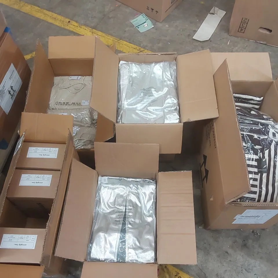 PALLET CONTAINING APPROXIMATELY 320x BRAND NEW ASSORTED DESIGNER CLOTHING ITEMS INCLUDING: SIMPLY BE SANDALS, JD WILLIAMS STRIPED T-SHIRTS, SIMPLY BE METALLIC SKIRTS, SIMPLY BE WIDE LEG TROUSERS ECT