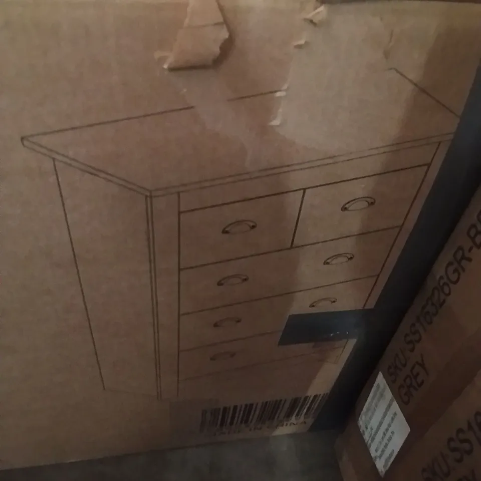 BOXED 3+2 DRAWER CHEST - WHITE & OAK