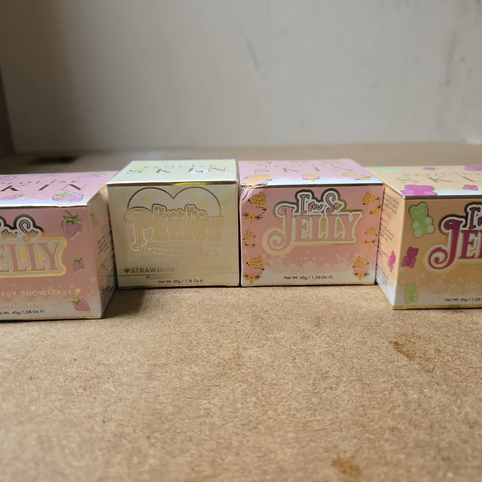 SET OF 4 ASSORTED PLOUISE SKIN PRODUCTS TO INCLUDE STRAWBERRY SHORTCAKE JELLY MAKE UP REMOVER, STRAWBERRY SHORTCAKE PLUMPING MOISTURISER ETC
