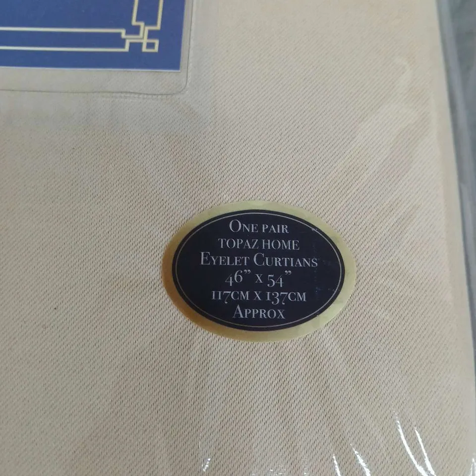 BOX OF 5 TOPAZ HOME EYELET CURTAINS – BEIGE, 46IN X 54IN (117CM X 137CM)