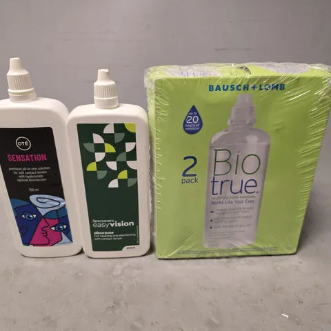 APPROXIMATELY 20 ASSORTED VISION CARE ITEMS TO INCLUDE - SPECSAVERS ALL PURPOSE , OTE SENSATION , BAUSCH + LOMB BIO TRUE ETC