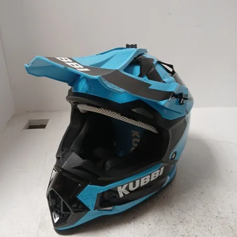 KUBBI BLUE MOTORCROSS/BIKE HELMET – SIZE L, FLUORESCENT BLUE
