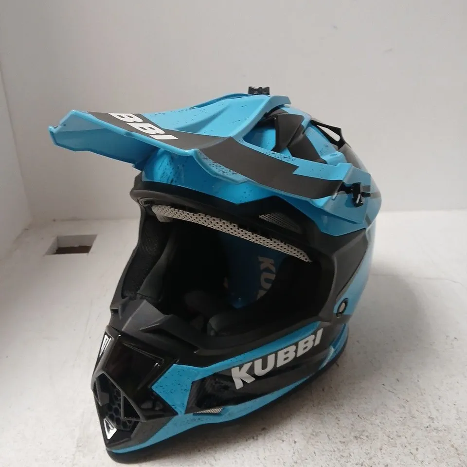 KUBBI BLUE MOTORCROSS/BIKE HELMET – SIZE L, FLUORESCENT BLUE