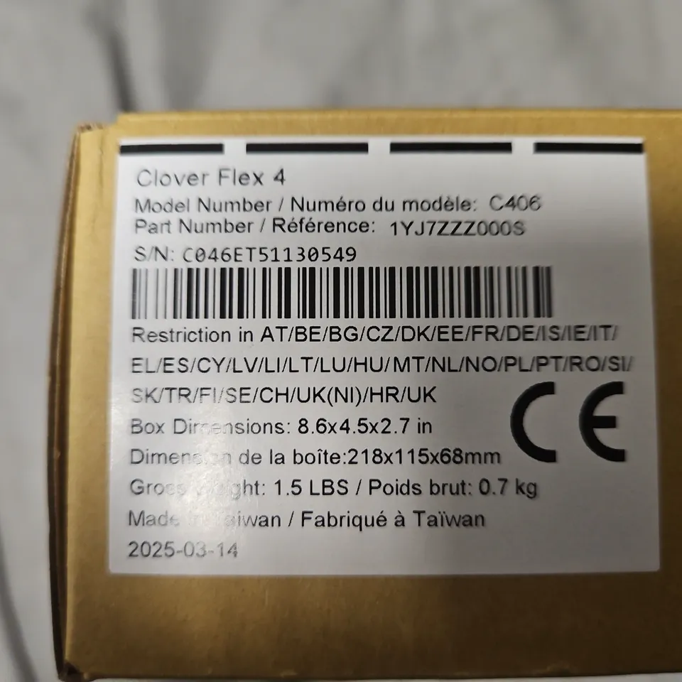 CLOVER FLEX 4 POS TABLET – MODEL C406