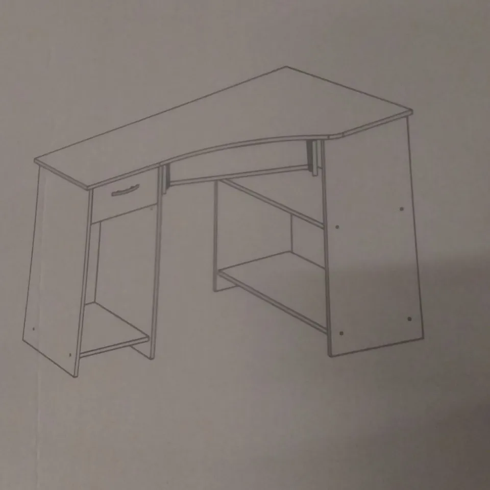 BOXED SAND OAK CORNER DESK
