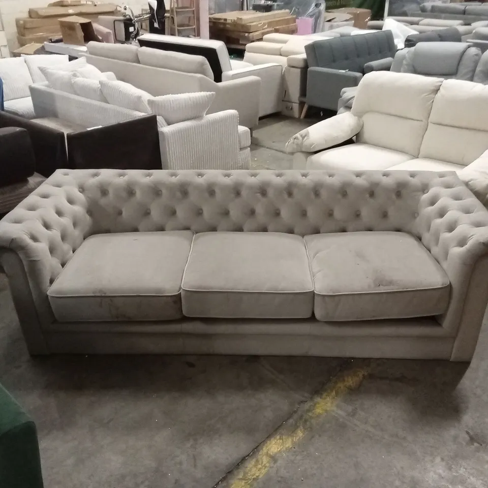 HAMPTON 3 SEATER CHESTERFIELD SOFA, CHAMPAGNE CLASSIC VELVET