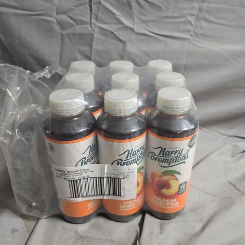 9 X HARRY BROMPTONS PEACH ICED TEA DRINKS - 9 X 500ML