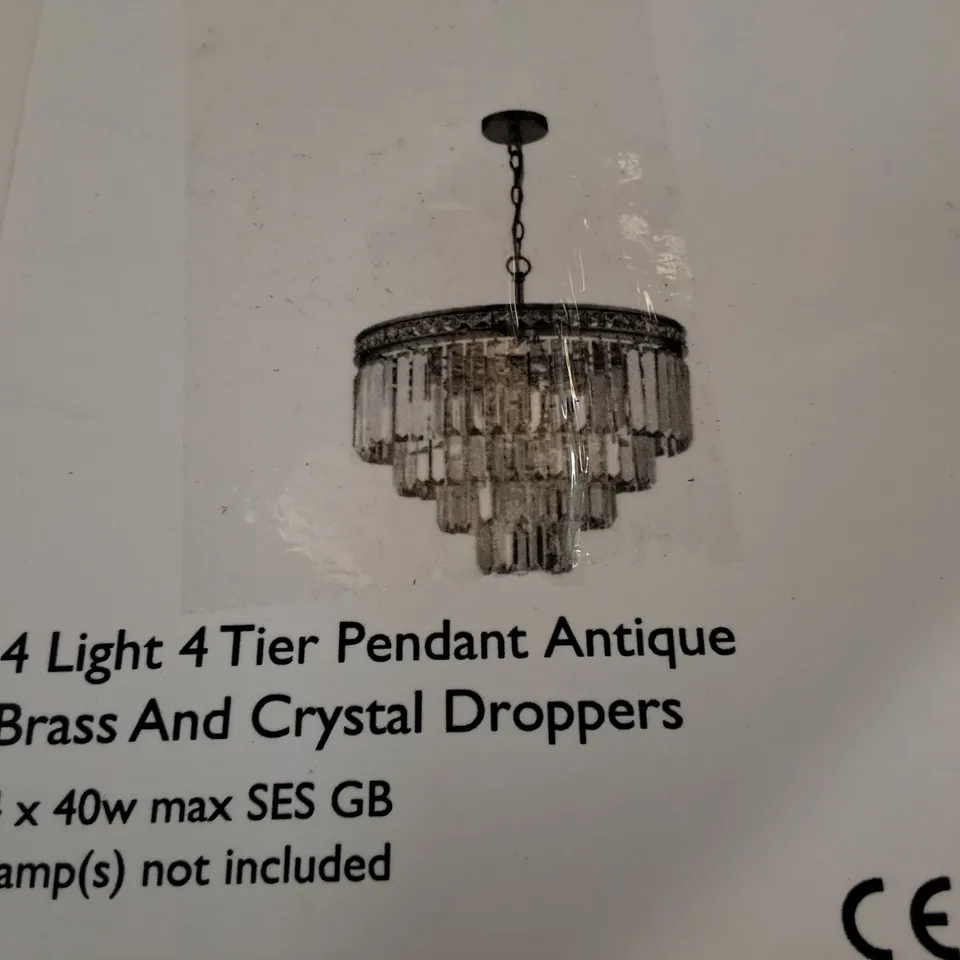 BOXED MACMILLAN 4 LIGHT CRYSTAL CHANDELIER LIGHT FIXTURE 