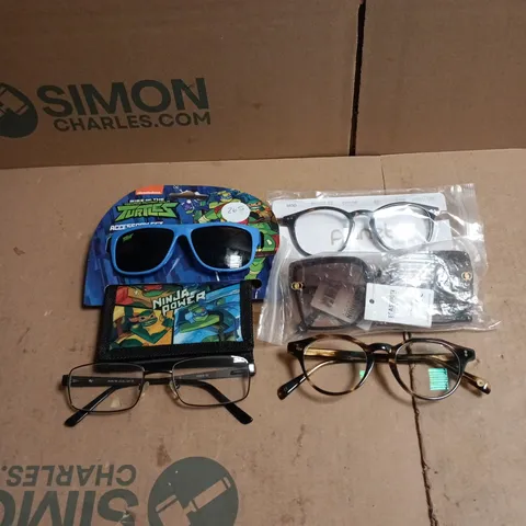TOTE OF APPROXIMATELY 20 ASSORTED GLASSES/SUNGLASSES ITEMS TO INCLUDE PLANET, FASHION, NINJA TURTLES ETC