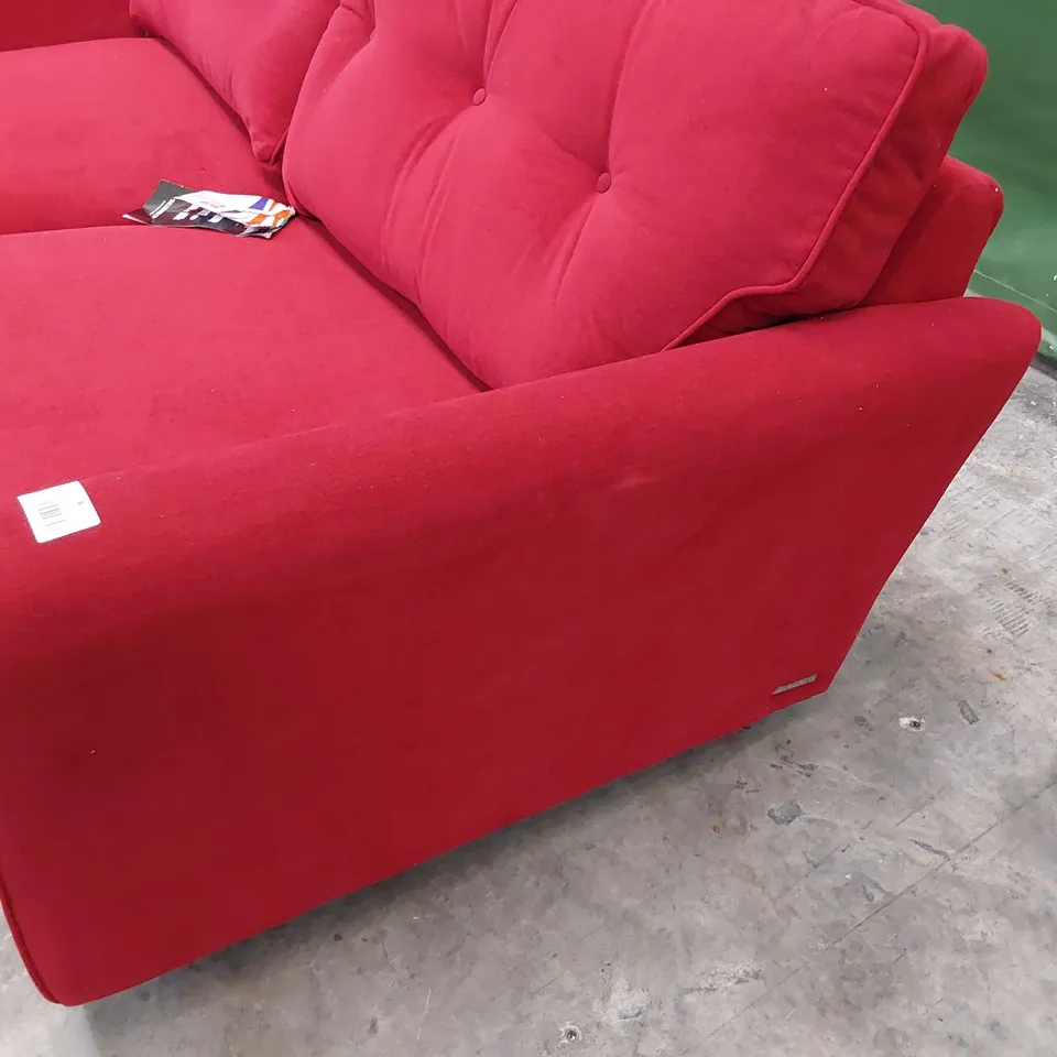 QUALITY BRITISH DESIGNER LOUNGE Co. THREE SEATER SOFA WINE RED PLUSH FABRIC