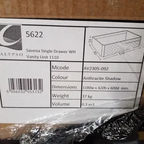 PALLET CONTAINING 8 BRAND NEW CALYPSO SAVENA SINGLE DRAWER VANITY UNITS - ANTHRACITE SHADOW