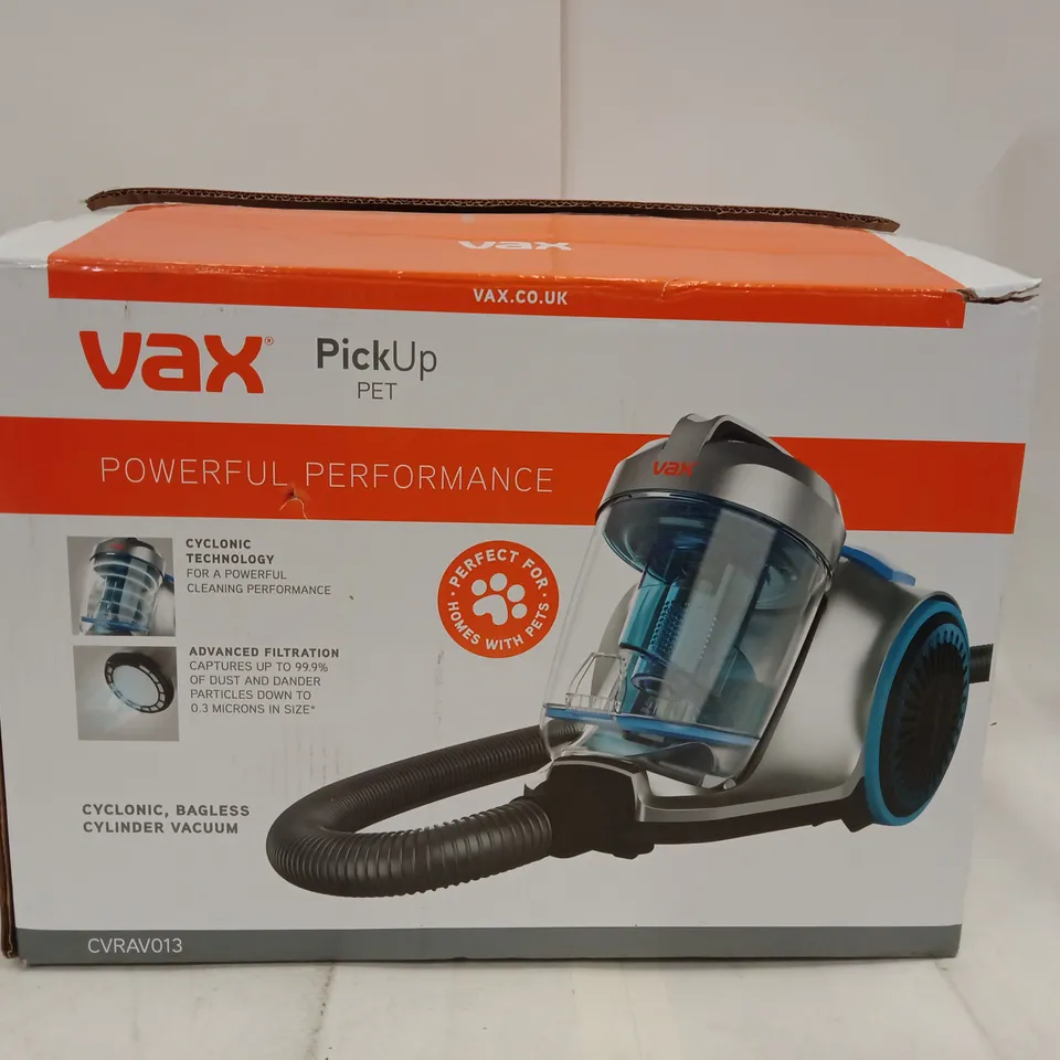 VAX PICKUP PET CYLINDER VACUUM CLEANER (CVRAV013) – BOXED