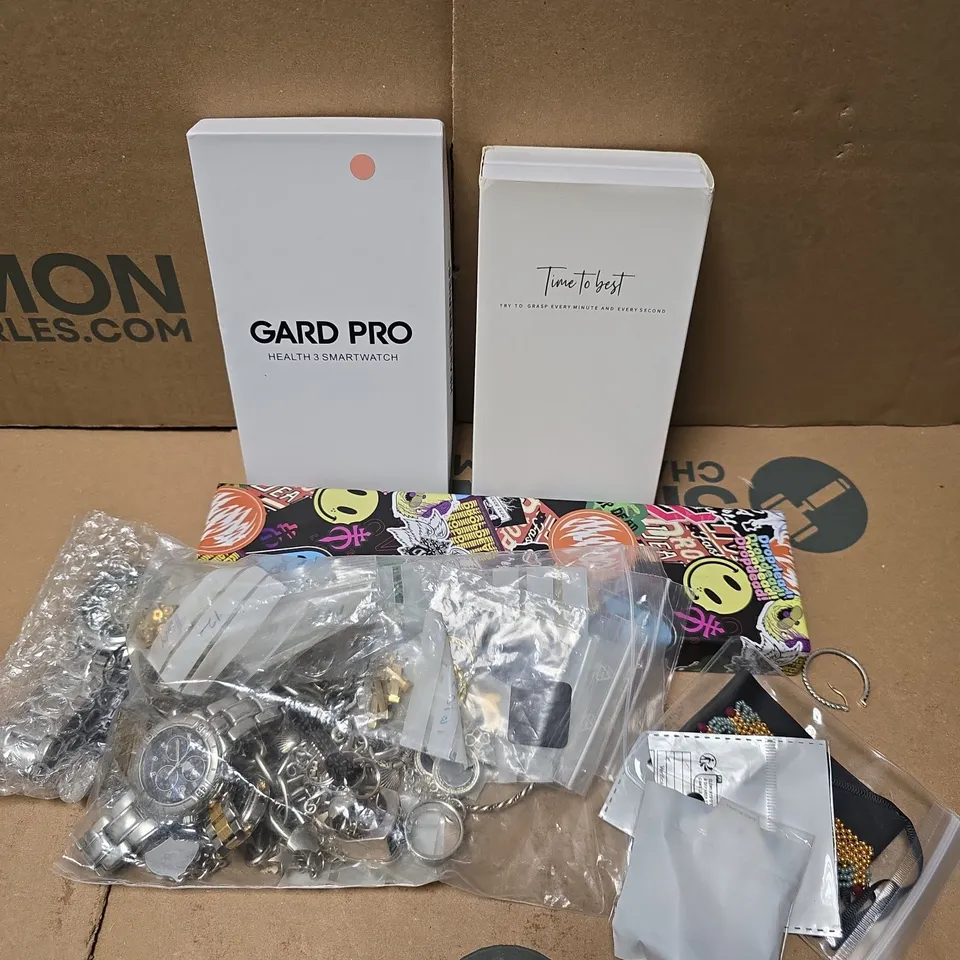 APPROXIMATELY 20 ASSORTED JEWELLERY ITEMS TO INCLUDE BRANDS SUCH AS TIME TO BEST, GARD PRO, DROPDEAD, ETC