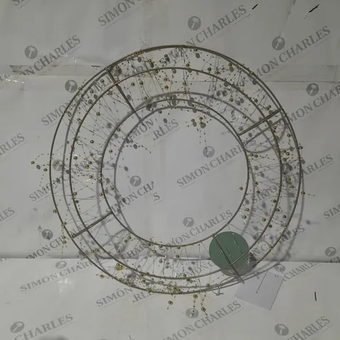 BOXED SARA DAVIES GOLD PRE-LIT BEADED WREATH