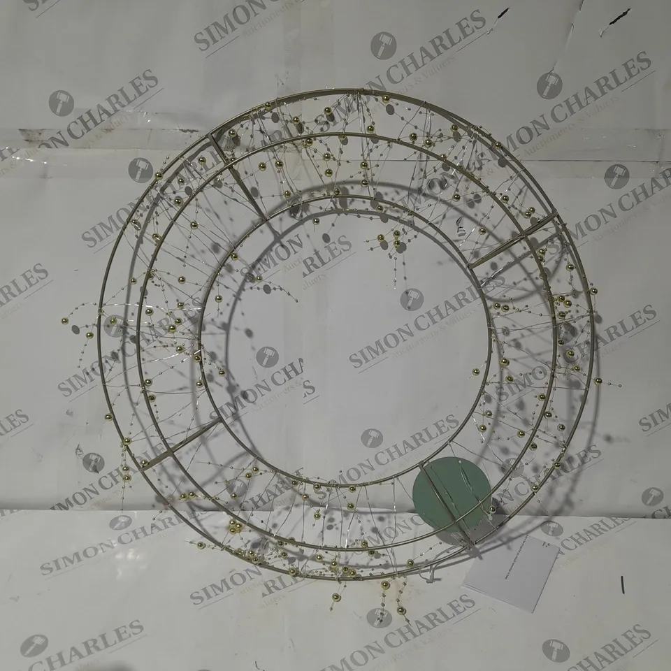 BOXED SARA DAVIES GOLD PRE-LIT BEADED WREATH