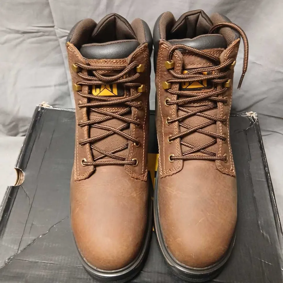 CAT BROWN LEATHER STEEL-TOE WORK BOOTS – UK 7 (US 8, EU 41)