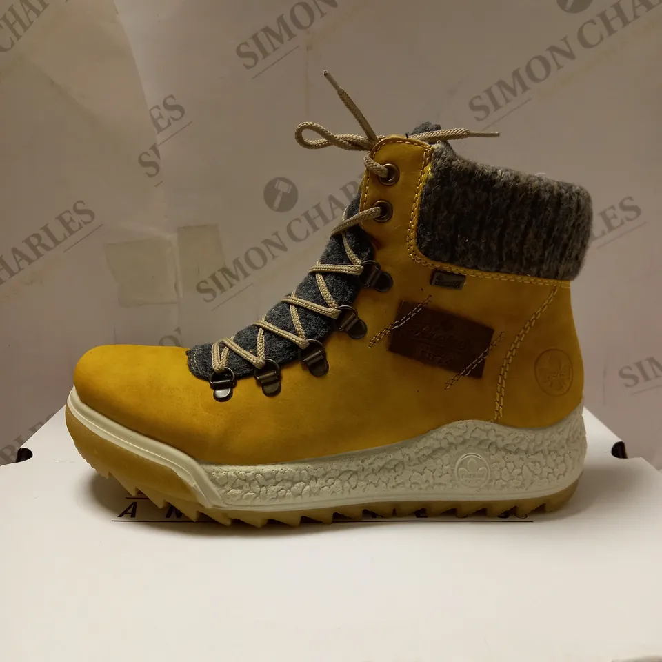 RIEKER YELLOW LACE BOOTS - SIZE 4