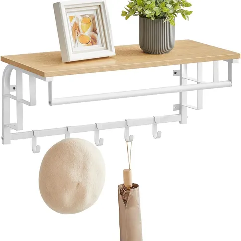 BOXED VASAGLE COAT RACK WALL-MOUNTED, CLOTHES RAIL WITH 5 REMOVABLE COAT HOOKS