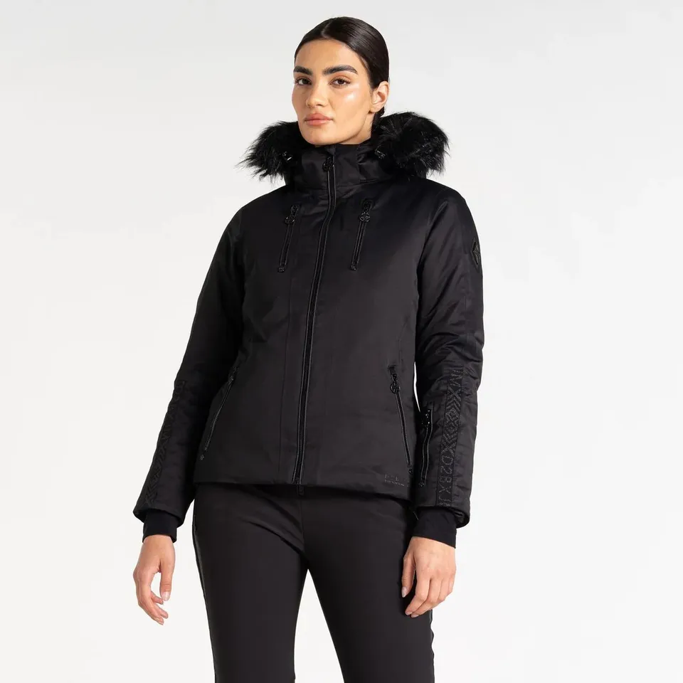 BRAND NEW DARE 2B WOMENS FRENZIED FAUX FUR HOOD SKI JACKET IN BLACK - UK 14