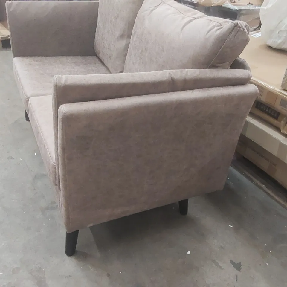 QUALITY DESIGNER UPHOLSTERED LOVESEAT - BROWN