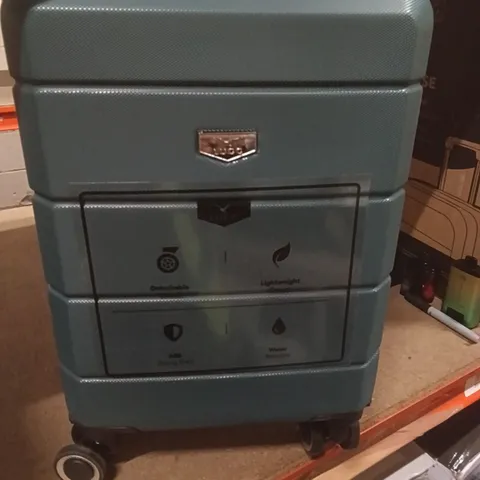 UNBOXED KEPLIN LUGG SMALL SIZE TRAVEL SUITCASE WITH WHEELS BLUE AND GREEN COLOUR 