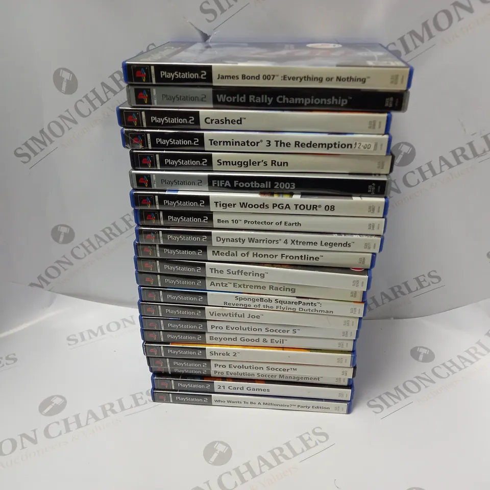 APPROXIMATELY 21 ASSORTED PLAYSTATION 2 GAMES TO INCLUDE JAMES BOND 007: EVERYTHING OR NOTHING, WORLD RALLY CHAMPIONSHIP, CRASHED, ETC