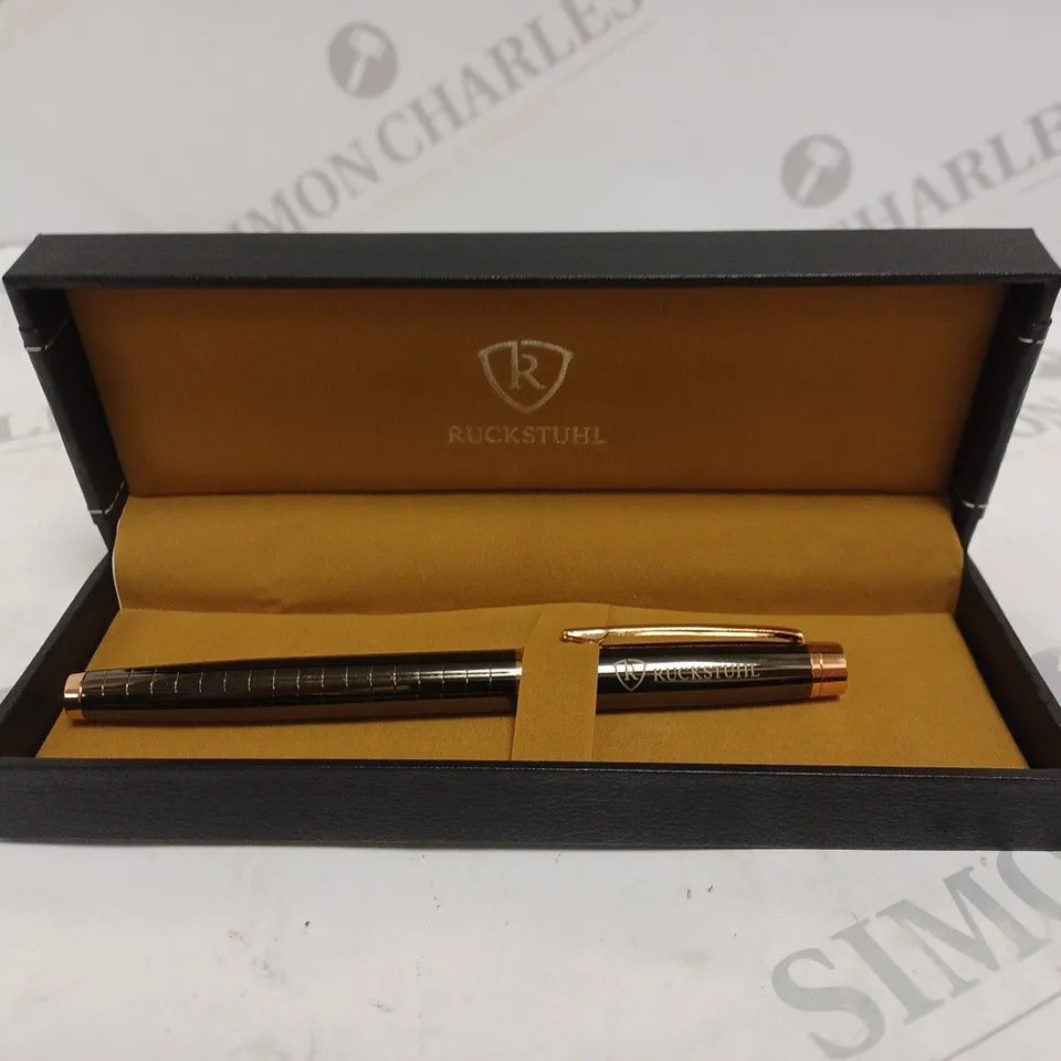 RUCKSTUHL ROSE GOLD COLOUR STAINLESS STEEL LUXURY PEN IN GIFT BOX – HAND ASSEMBLED 