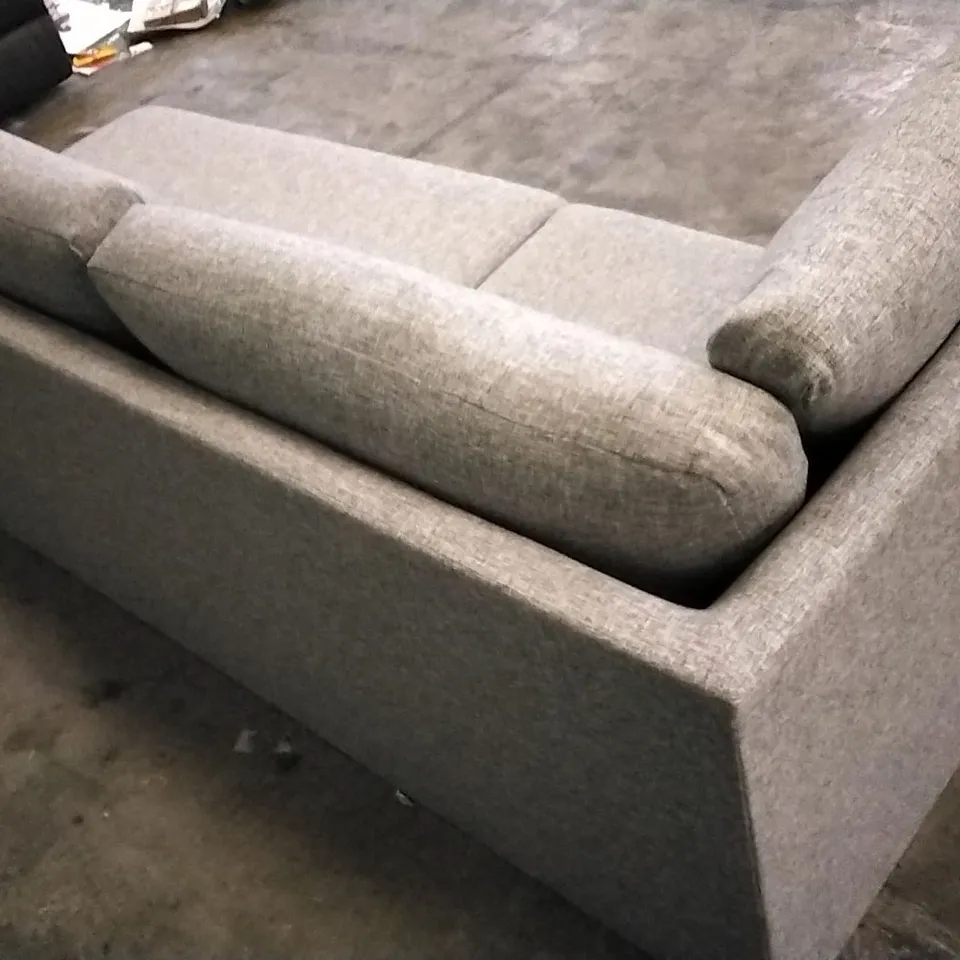 QUALITY BRITISH DESIGNER LIGHT GREY FABRIC CORNER GROUP CHAISE SOFA SECTION