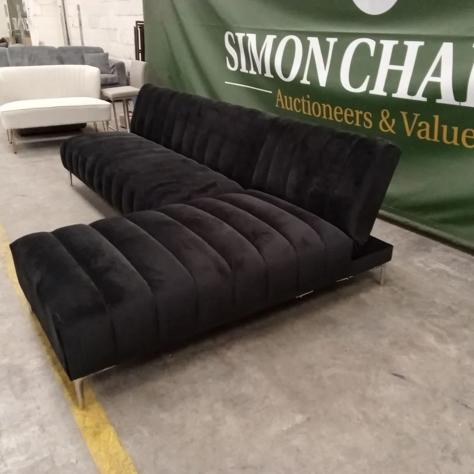 DESIGNER BLACK VELVET CORNER SOFA BED