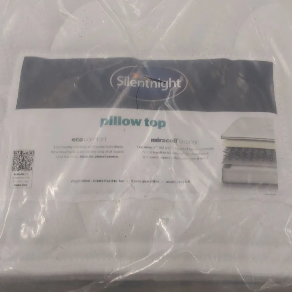 QUALITY BAGGED SILENTNIGHT 90cm SINGLE PILLOWTOP MIRACOIL MATTRESS 