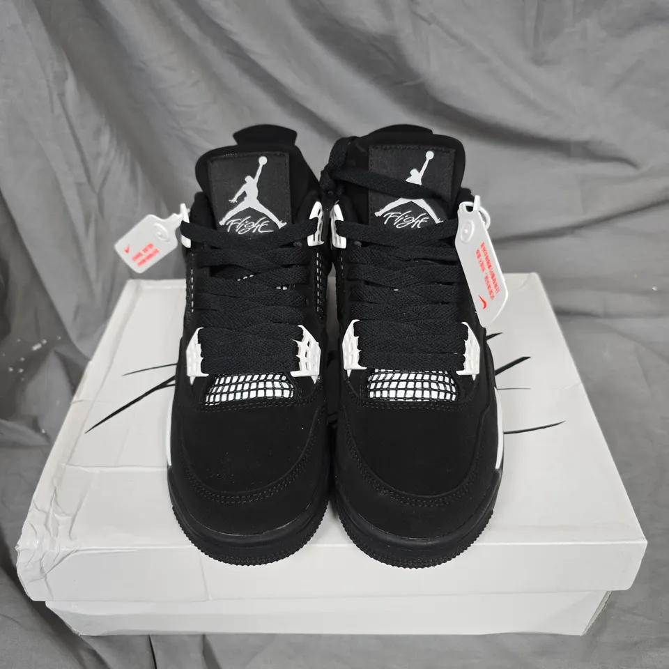 AIR JORDAN 4 RETRO SNEAKERS - BLACK/WHITE - MEN'S UK 6