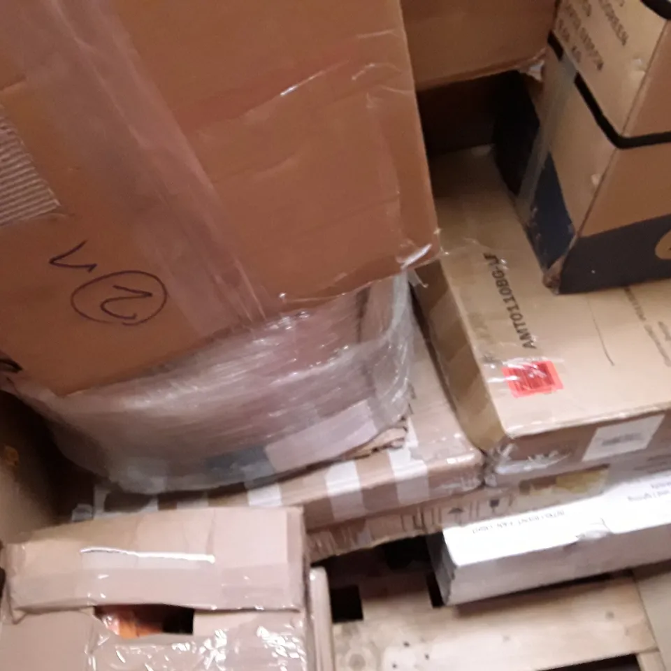 PALLET TO CONTAIN AN ASSORTMENT OF HOUSEHOLD ITEMS TO INCLUDE OFFICE CHAIR, PORTABLE ICE BATH, PRESSURE WASHER AND POOL DRAIN PUMP ECT