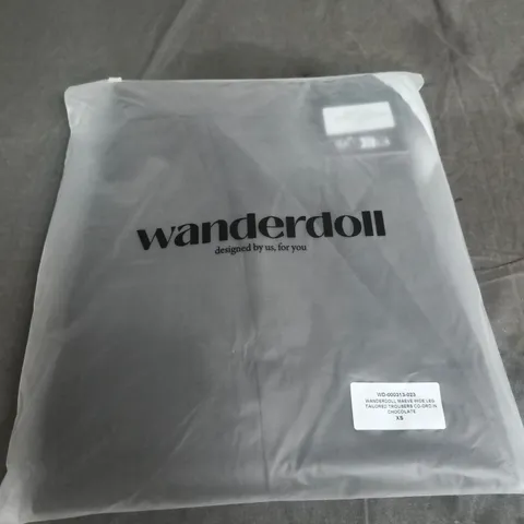 WANDERDOLL MAEVE WIDE-LEG TAILORED TROUSERS CO-ORD IN CHOCOLATE – XS