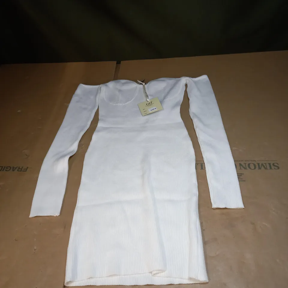 SHAPE CREAM LONG SLEEVE BODYCON DRESS SIZE UNSPECIFIED
