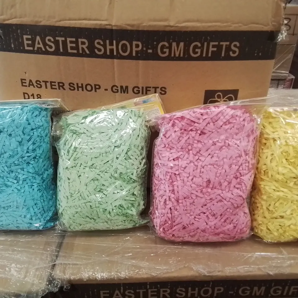 PALLET CONTAINING APPROXIMATELY 90 12-PACK BOXES OF BRAND NEW EASTER THEMED SHREDDED PAPER