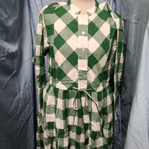 DAYDRESS INCA DRESS IN GREEN CHECK – SIZE S (UK SMALL)