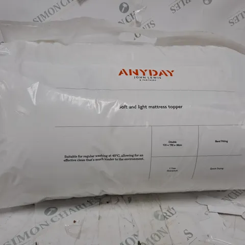 PACKAGED JOHN LEWIS SOFT & LIGHT MATTRESS TOPPER