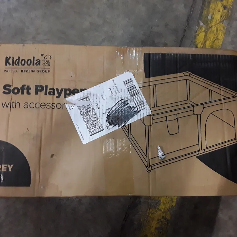 BOXED KIDOOLA SOFT PLAY PEN WITH ACCESSORIES- GREY 