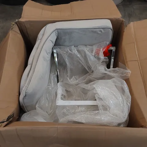 BOXED ROCCO LIGHT GREY VELVET DINING CHAIR (1 BOX)