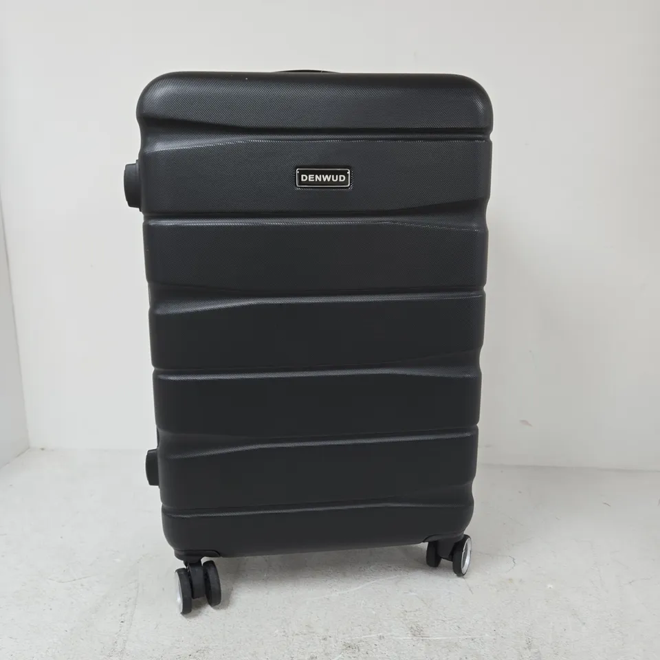 DENWUD HARD-SHELL SUITCASE – BLACK, FOUR-WHEEL SPINNER 24"