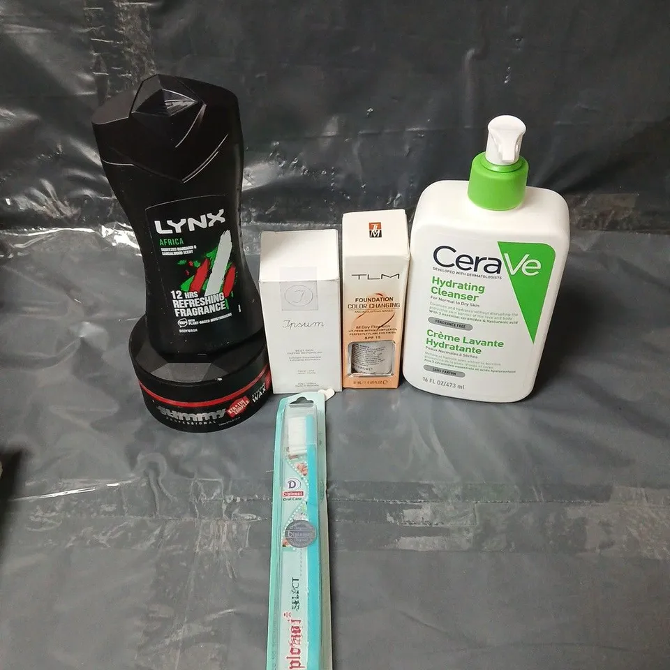 APPROXIMATEY 20 ASSORTED HEALTH AND BEAUTY PRODUCTS TO INCLUDE CERAVE HYDRATING CLEANSER, LYNX SHOWER GEL AND GUMMY HAIR WAX