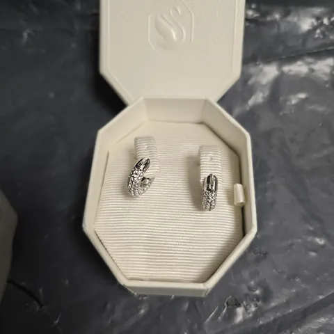 SWAROVSKI SILVER-TONE HOOP EARRINGS WITH PAVÉ CRYSTALS