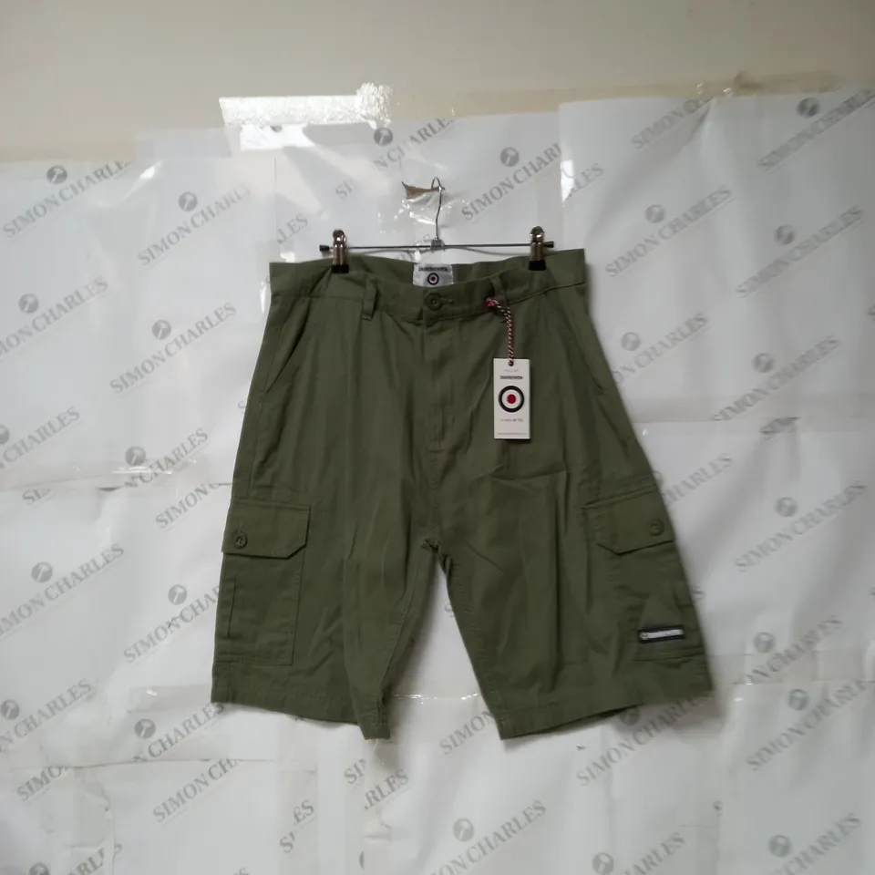 MEN'S LAMBRETTA CARGO DENIM SHORTS KHAKI SIZE 32W