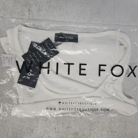 BAGGED WHITE FOX BRAT GIRL SUMMER TANK TOP IN WHITE SIZE SMALL