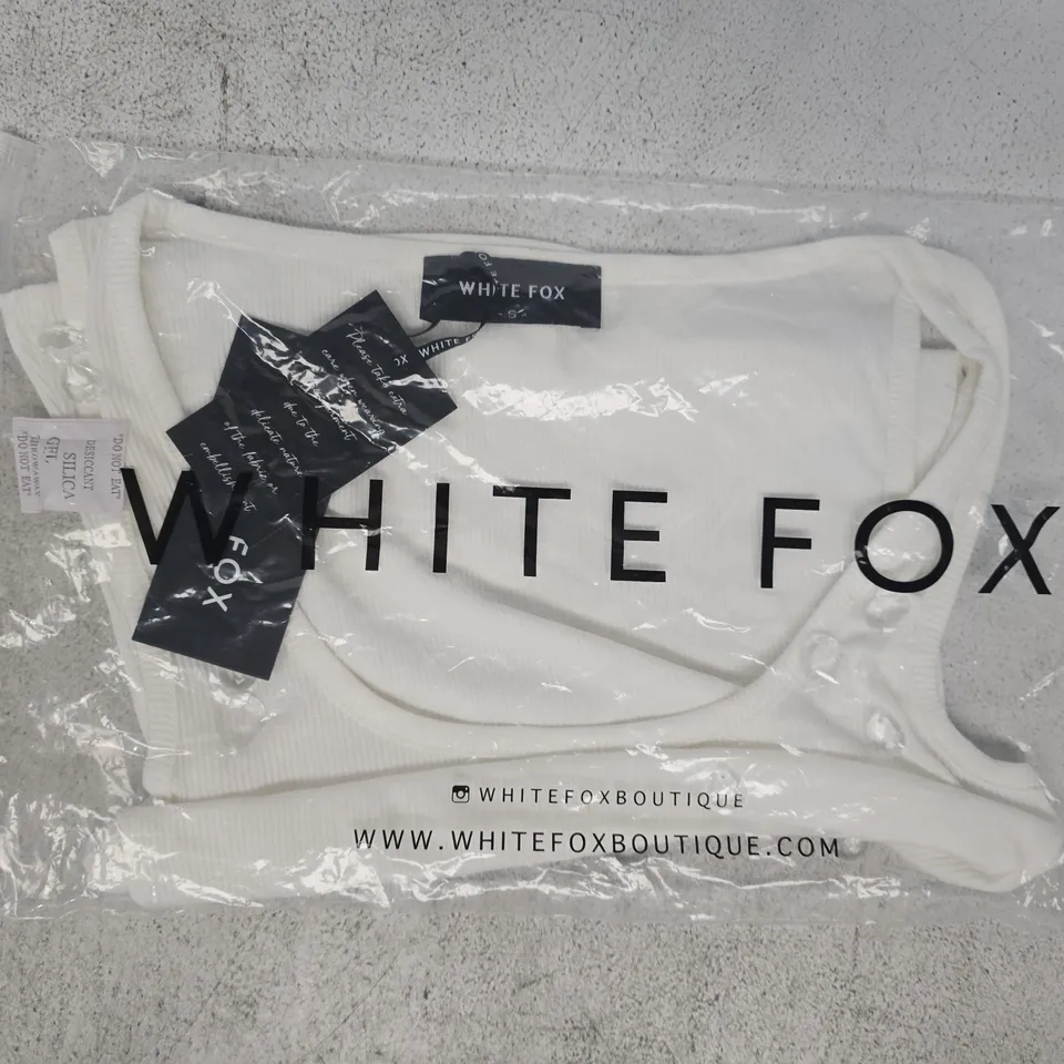 BAGGED WHITE FOX BRAT GIRL SUMMER TANK TOP IN WHITE SIZE SMALL