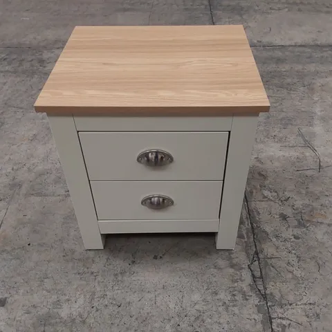 DESIGNER 2 DRAWER WOODEN BEDSIDE TABLE